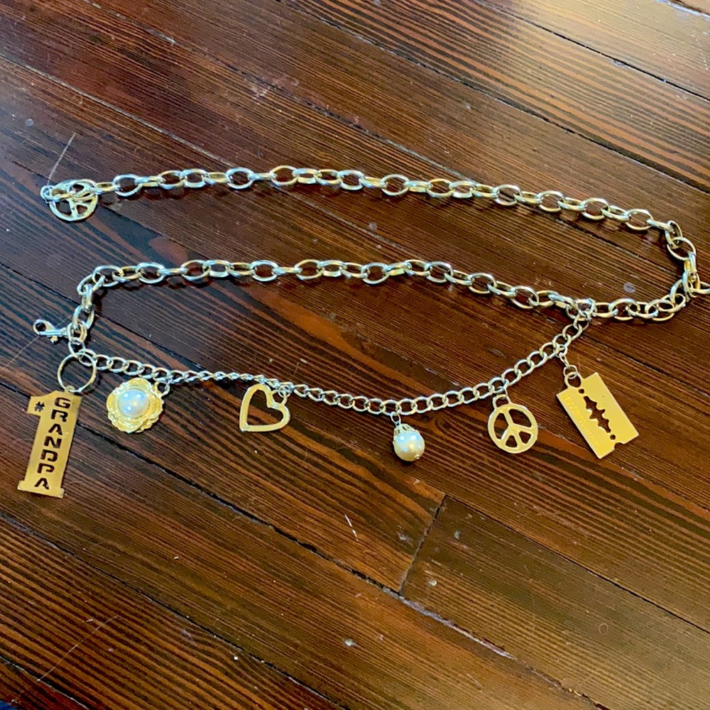 Moschino by redwall gold chain belt with charms